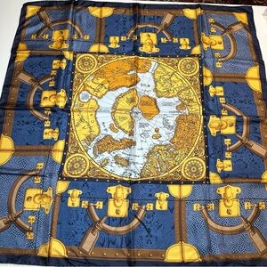 Larioseta Como Silk Scarf VINTAGE– World Map & Travel Trunks, Made in Italy